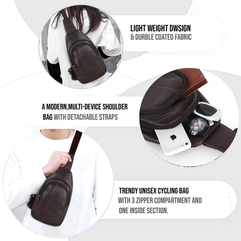 HALFMOON Echelon Crossbody Sling Bag for Men Slim Vegan Leather Chest Bag for Men Women for Upto 8-inch iPad Small Shoulder Side Bag Water-resistant Mobile Passport Bag Travel Office - Image 5