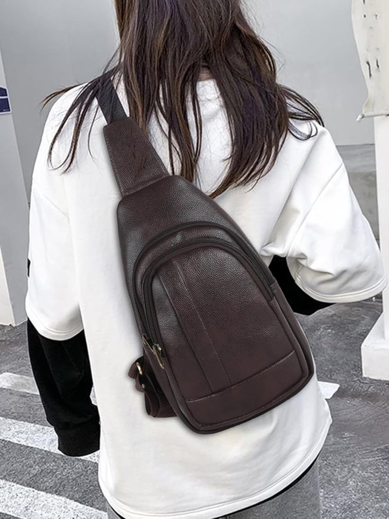 HALFMOON Echelon Crossbody Sling Bag for Men Slim Vegan Leather Chest Bag for Men Women for Upto 8-inch iPad Small Shoulder Side Bag Water-resistant Mobile Passport Bag Travel Office - Image 3