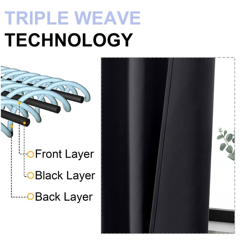 Simplebrand Ava Blackout Extra Long 10ft Curtains for Patio 120 Inches Long 2 Panels Set, Solid Thermal Insulated Energy Saving Rod Pocket Window Treatment Curtains Blackout Drapes, 50 Wx120 L, Black - Image 5