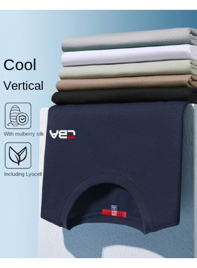 Men's Short-sleeved Casual T-shirt With Mulberry Silk Round Neck, Summer Breathable And Cool, High-end Teen Fashion - Image 1