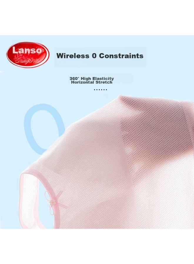 LANG SHA Langsha Children's Vest-style Underwear, Mesh Breathable, Girls' Puberty Camisole, Girls' Bra, 2 Pieces, White + Pink, 160 - Image 3