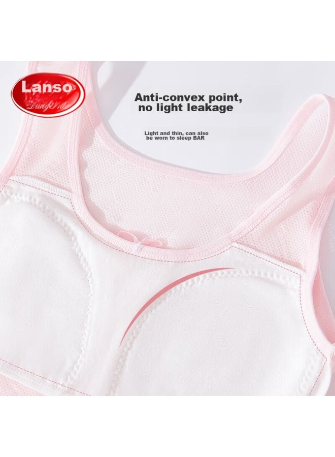 LANG SHA Langsha Children's Vest-style Underwear, Mesh Breathable, Girls' Puberty Camisole, Girls' Bra, 2 Pieces, White + Pink, 160 - Image 5