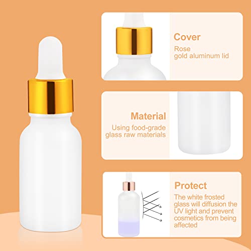 Furnido 6 Pack Dropper Bottle for Essential Oils, Empty Liquid Holder With Glass Eye Dropper, Golden Caps Travel Perfume Cosmetic Container - Pipette & Funnel Included (15ml/0.5 fl oz) - Image 5