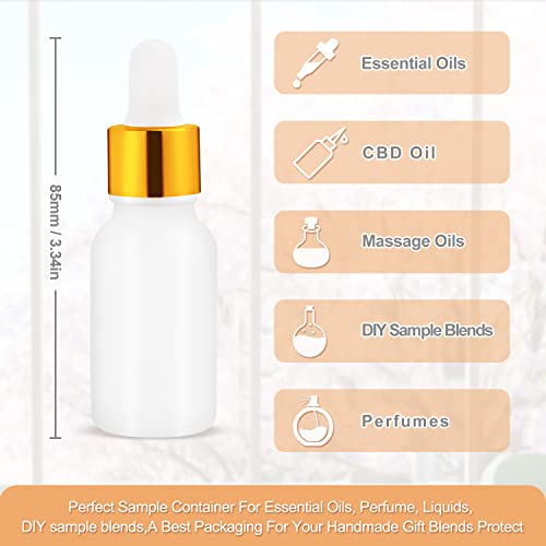 Furnido 6 Pack Dropper Bottle for Essential Oils, Empty Liquid Holder With Glass Eye Dropper, Golden Caps Travel Perfume Cosmetic Container - Pipette & Funnel Included (15ml/0.5 fl oz) - Image 4