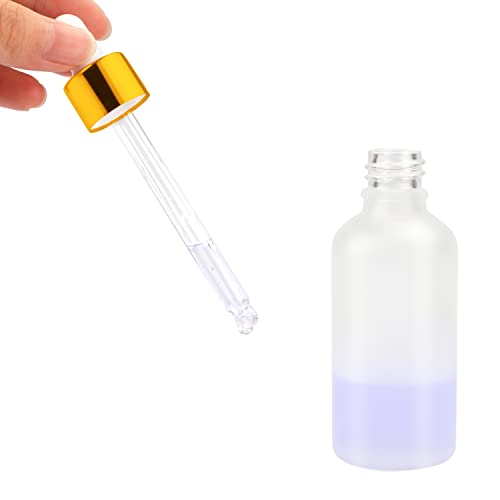 Furnido 6 Pack Dropper Bottle for Essential Oils, Empty Liquid Holder With Glass Eye Dropper, Golden Caps Travel Perfume Cosmetic Container - Pipette & Funnel Included (15ml/0.5 fl oz) - Image 2