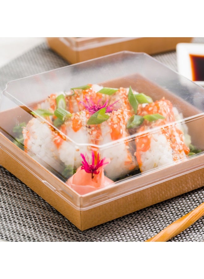 Restaurantware غطاء فقط: أغطية ماتسوري فيجن 5.5 × 5 × 1.6 بوصة للحاويات الكبيرة، 100 غطاء محكم الإغلاق - الحاويات تباع بشكل منفصل، تصميم مرتفع، أغطية بلاستيكية شفافة، لصناديق السوشي - Image 3