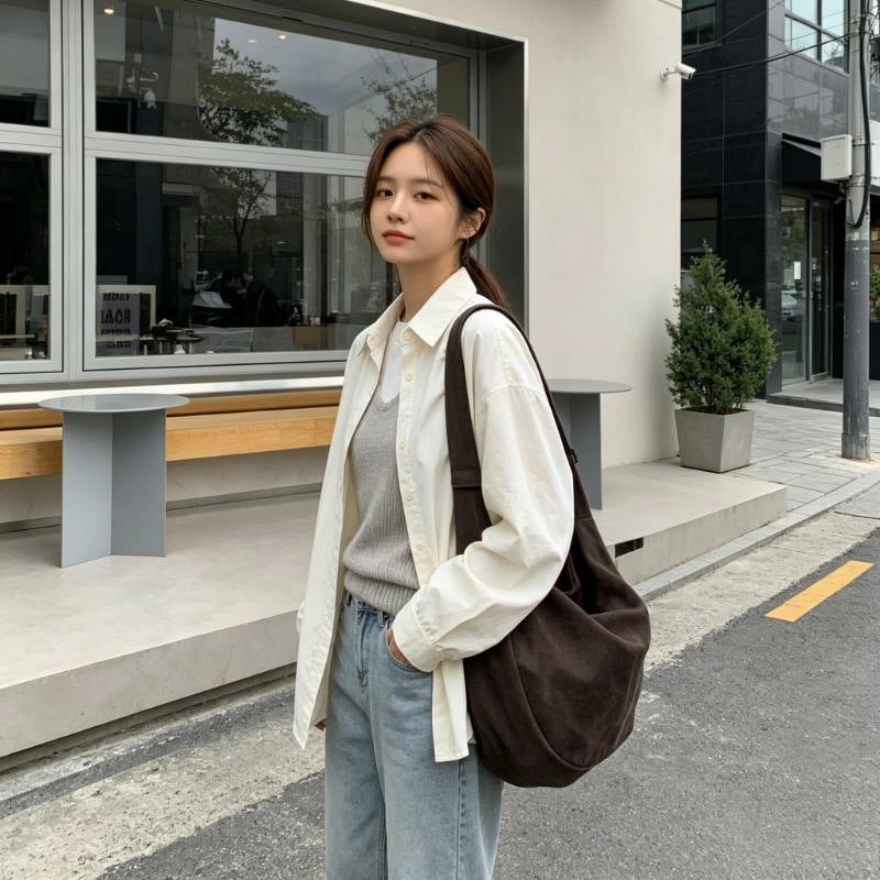 2026 Retro Taupe Canvas Crossbody Bag for Women - Image 2