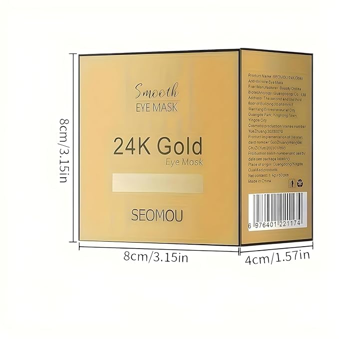 Eye Patches for Dark Circles with 24k Gold 60 Pcs Eye Cooling Gel Pads Hydrogel Eye Patch Mask with Collagen for Relaxing Eyes Reducing Puffiness Wrinkles - Image 3