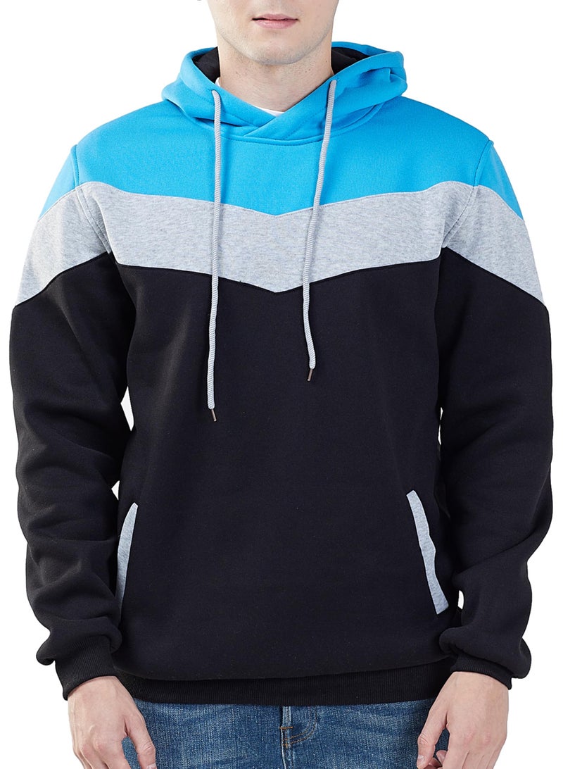 Mooncolour Mens Novelty Color Block Hoodies Cozy Sport Autumn Outwear, Black, US X-Large - Image 2