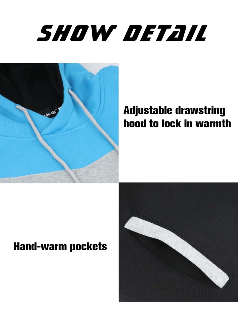 Mooncolour Mens Novelty Color Block Hoodies Cozy Sport Autumn Outwear, Black, US X-Large - Image 4