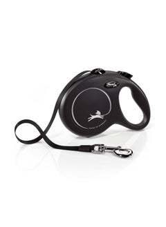 Flexi FLEXI New Classic Tape Retractable Dog Leash for Large Size Dogs Upto 50kgs. - 16 ft., Black | Tangle Free Pet Walking Leash with One-Handed Brake, Pause, Lock | German Quality Product  - Image 1
