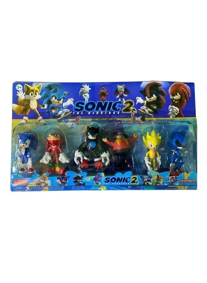 6-Piece Sonic Inspired Action Figure Set - Collectible Sonic the Hedgehog Figures, Premium Toy Set for Fans, Includes Sonic, Tails, Knuckles, and More - Perfect Gift for Sonic Fans and Collectors  - Image 1