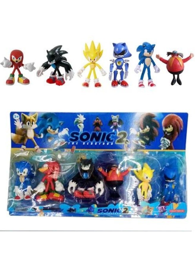 6-Piece Sonic Inspired Action Figure Set - Collectible Sonic the Hedgehog Figures, Premium Toy Set for Fans, Includes Sonic, Tails, Knuckles, and More - Perfect Gift for Sonic Fans and Collectors  - Image 2