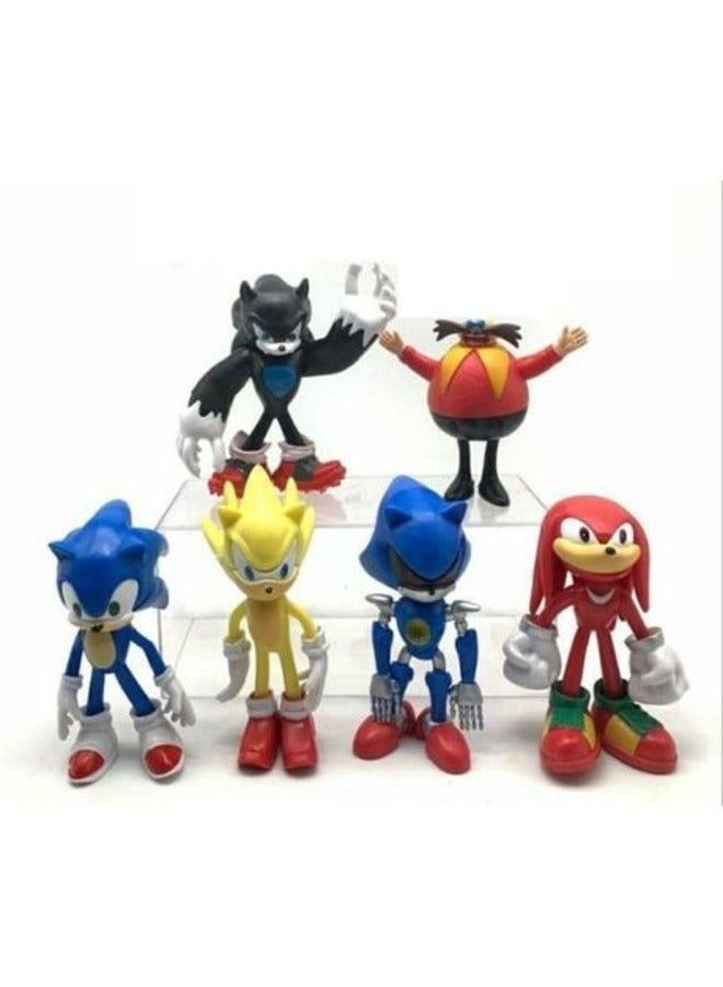 6-Piece Sonic Inspired Action Figure Set - Collectible Sonic the Hedgehog Figures, Premium Toy Set for Fans, Includes Sonic, Tails, Knuckles, and More - Perfect Gift for Sonic Fans and Collectors  - Image 3