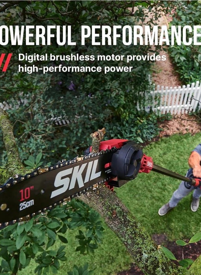SKIL PWR CORE 40 Brushless 40V 10'' Pole Saw Kit with Over 9ft. Telescoping Shaft & Angled Head, Includes 2.5Ah Battery and Auto PWR Jump Charger - PS4561C-10 - Image 4