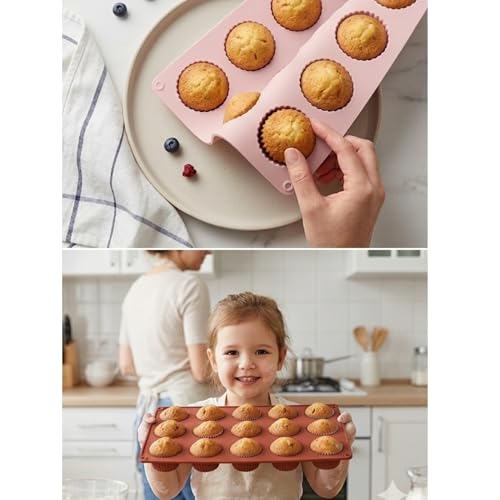 SHOAIB Mini Muffin Baking Mould 15-Cavity Muffins and Cupcakes Baking Tray Brownie Cupcake Mould (11x6.5inch) 1-piece Muffins and Cupcakes Mould - Image 2