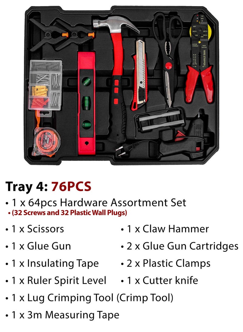 DBLEW 187 Pieces Hand Tool Set with Trolley Bag Professional Automobile Tools for Repairs and Workshops Handymen Mechanics Construction Workers and Home Use Socket Spanner Ratchet Torque Wrench Tools Kit - Image 5