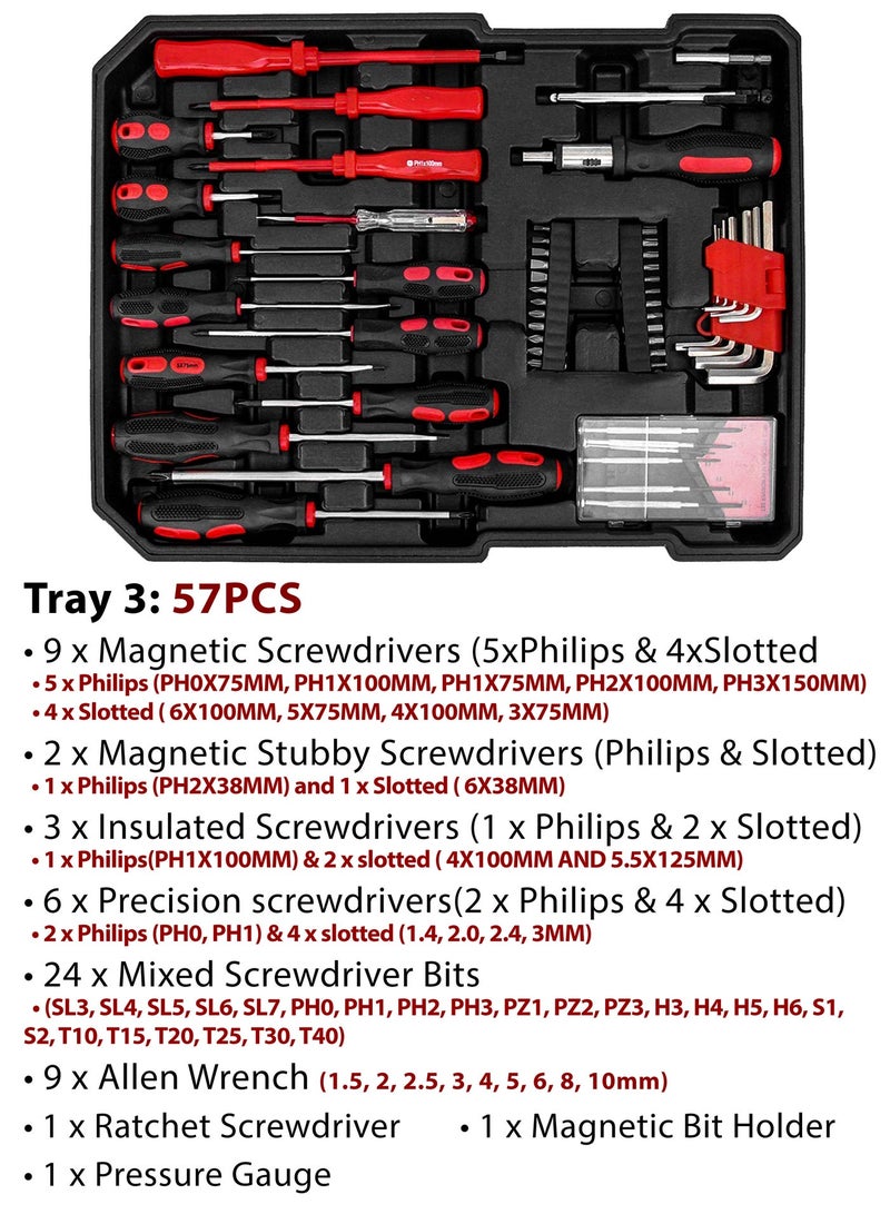 DBLEW 187 Pieces Hand Tool Set with Trolley Bag Professional Automobile Tools for Repairs and Workshops Handymen Mechanics Construction Workers and Home Use Socket Spanner Ratchet Torque Wrench Tools Kit - Image 4