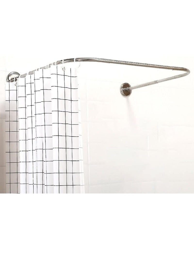 Rubik U Shaped Shower Curtain Rod with 12 Curtain Hooks, 80-120cm Adjustable Extendable U-Shape Curved Corner Curtain Holder Drill/Non-Drill Mount (80-120cm x 90cm) - Image 1