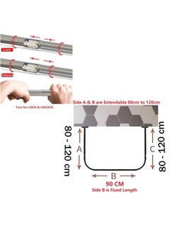 U Shaped Shower Curtain Rod with 12 Curtain Hooks, 80-120cm Adjustable Extendable U-Shape Curved Corner Curtain Holder Drill/Non-Drill Mount (80-120cm x 90cm) - pzsku/Z452038E3913521B19BD8Z/45/_/1689594742/e15f4dce-eaa1-4caf-93ca-a9a7bea4170a