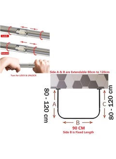 U Shaped Shower Curtain Rod with 12 Curtain Hooks, 80-120cm Adjustable Extendable U-Shape Curved Corner Curtain Holder Drill/Non-Drill Mount (80-120cm x 90cm) - pzsku/Z452038E3913521B19BD8Z/45/_/1689594743/4401f0ec-ea88-4932-b2f5-46c88ccbae1e