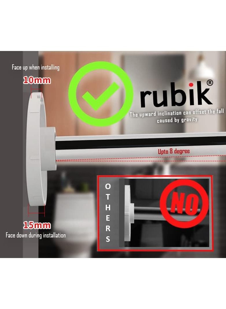 Rubik U Shaped Shower Curtain Rod with 12 Curtain Hooks, 80-120cm Adjustable Extendable U-Shape Curved Corner Curtain Holder Drill/Non-Drill Mount (80-120cm x 90cm) - Image 3