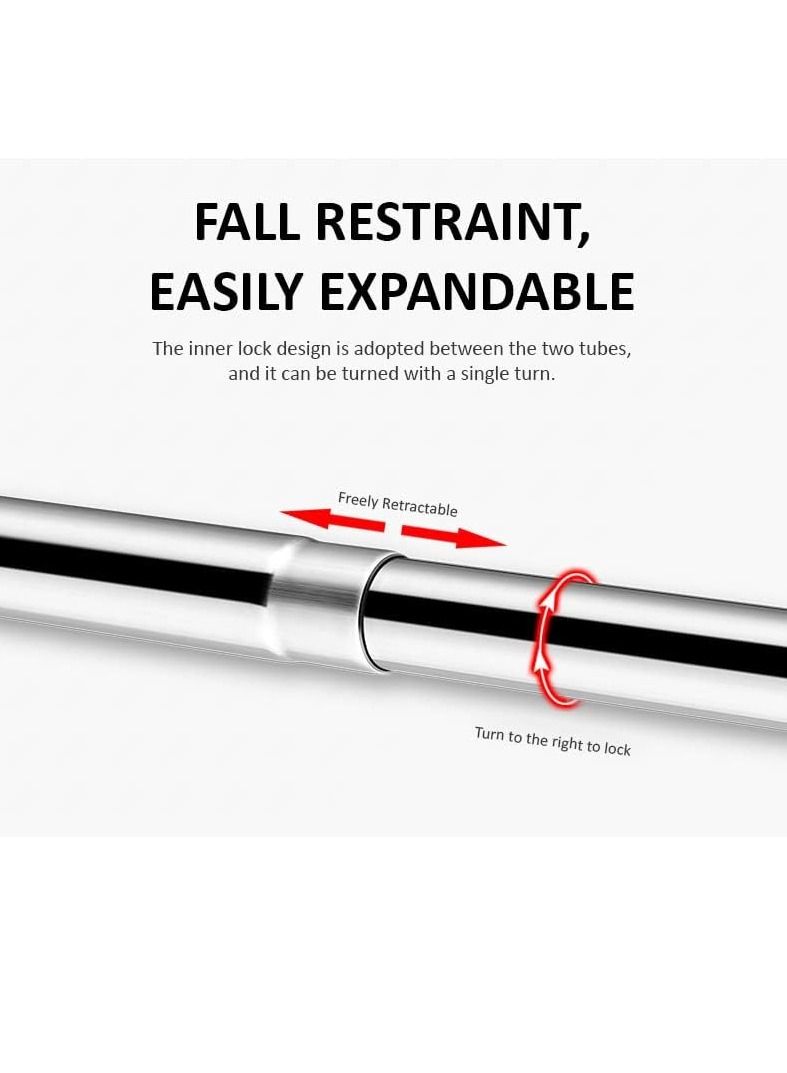 Rubik U Shaped Shower Curtain Rod with 12 Curtain Hooks, 80-120cm Adjustable Extendable U-Shape Curved Corner Curtain Holder Drill/Non-Drill Mount (80-120cm x 90cm) - Image 5