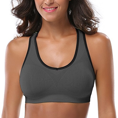 MIRITY Women Racerback Sports Bras - High Impact Workout Gym Activewear Bra Color Black Grey Blue Hotpink White Pack of 5 Size XL - Image 3