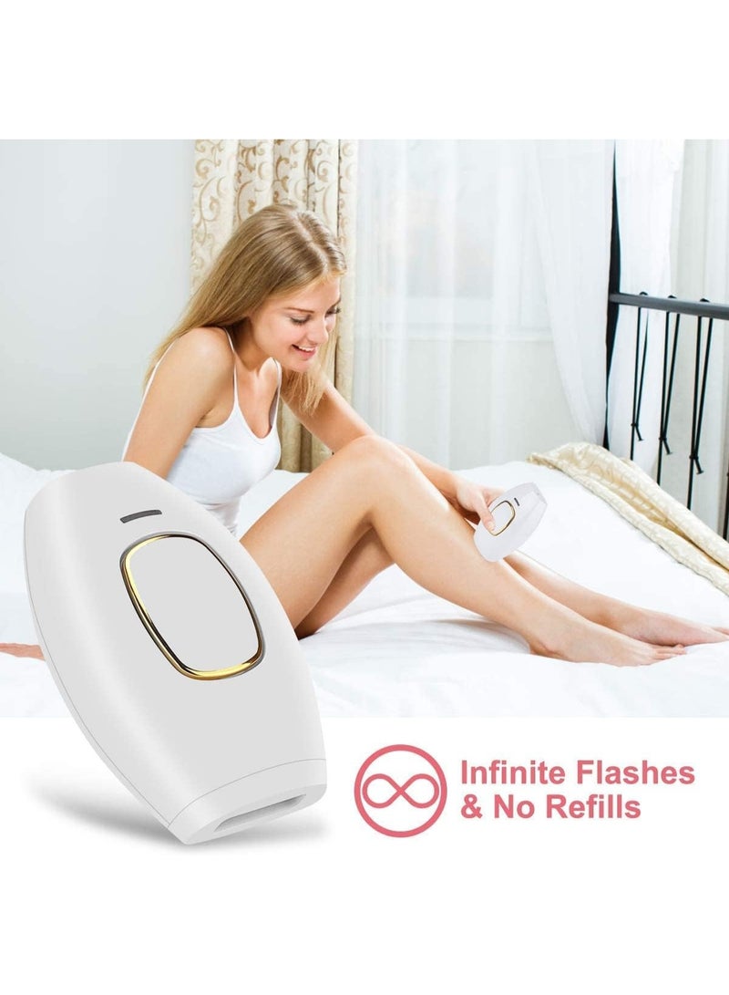 جهاز إزالة الشعر المنزلي بالليزر والنبضات الضوئية IPL - تقنية إزالة الشعر الدائم بدون ألم - 5 مستويات طاقة قابلة للتعديل - مناسب للوجه، الجسم، والمناطق الحساسة - للرجال والنساء - لون أبيض. - Image 4