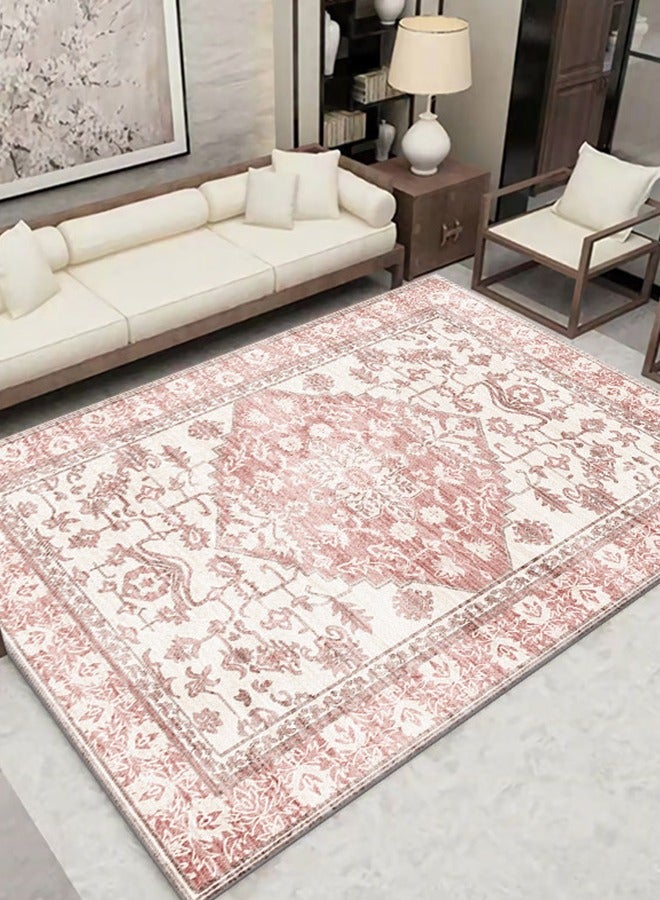 كيلا سجادة منطقة على طراز بوهو، سجاد غرفة المعيشة، سجادة عتيقة، سجادة داخلية، سجادة ريترو غير قابلة للانزلاق للحمام والمطبخ وغرفة النوم، اللون: وردي، المقاس: 120×180 سم - Image 3