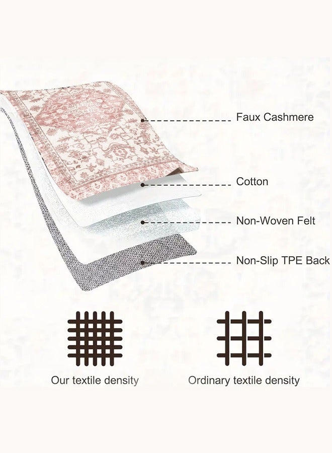 كيلا سجادة منطقة على طراز بوهو، سجاد غرفة المعيشة، سجادة عتيقة، سجادة داخلية، سجادة ريترو غير قابلة للانزلاق للحمام والمطبخ وغرفة النوم، اللون: وردي، المقاس: 120×180 سم - Image 4