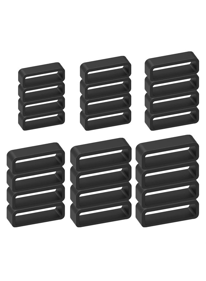 24 Pcs Silicone Watch Band Loops Watch Strap Keeper Replacement Rubber Watchband Holder Loop Fastener Rings Compatible with Universal Watch(16mm18mm/20mm/22mm/24mm/26mm, Style-A)