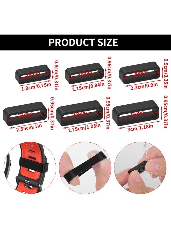 24 Pcs Silicone Watch Band Loops Watch Strap Keeper Replacement Rubber Watchband Holder Loop Fastener Rings Compatible with Universal Watch(16mm18mm/20mm/22mm/24mm/26mm, Style-A)