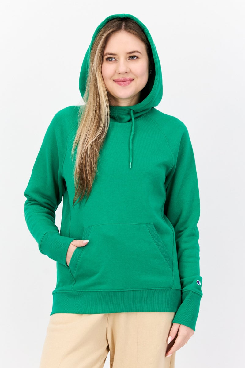 Champion ملابس رياضية نسائية بأكمام طويلة مناسبة، خارجية، هوديز، أخضر - Image 1