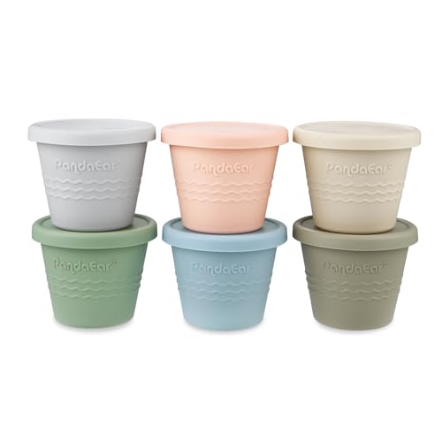 PandaEar 6 Pack Silicone Baby Food Storage Containers, 4 oz Small Food Containers with Lids, Reusable Baby Snack Containers for Kids Toddler, Homemade Baby Food Freezer Storage, Freezer Safe - Image 1