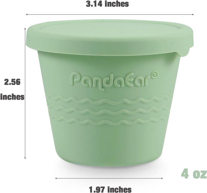 PandaEar 6 Pack Silicone Baby Food Storage Containers, 4 oz Small Food Containers with Lids, Reusable Baby Snack Containers for Kids Toddler, Homemade Baby Food Freezer Storage, Freezer Safe - Image 3