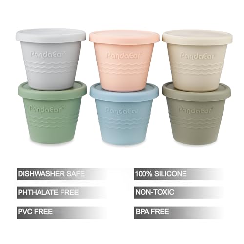 PandaEar 6 Pack Silicone Baby Food Storage Containers, 4 oz Small Food Containers with Lids, Reusable Baby Snack Containers for Kids Toddler, Homemade Baby Food Freezer Storage, Freezer Safe - Image 2