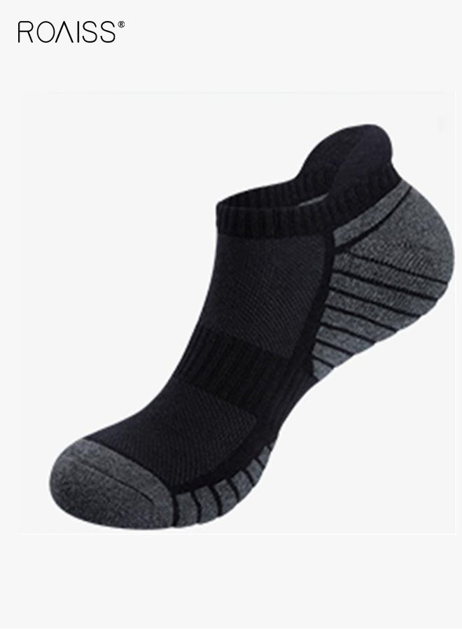 roaiss 6 Pairs Men's Athletic Socks Breathable Anti-Slip Quick-Dry Cushioned Socks with Padded Sole for Gym and Training, Black - Image 3