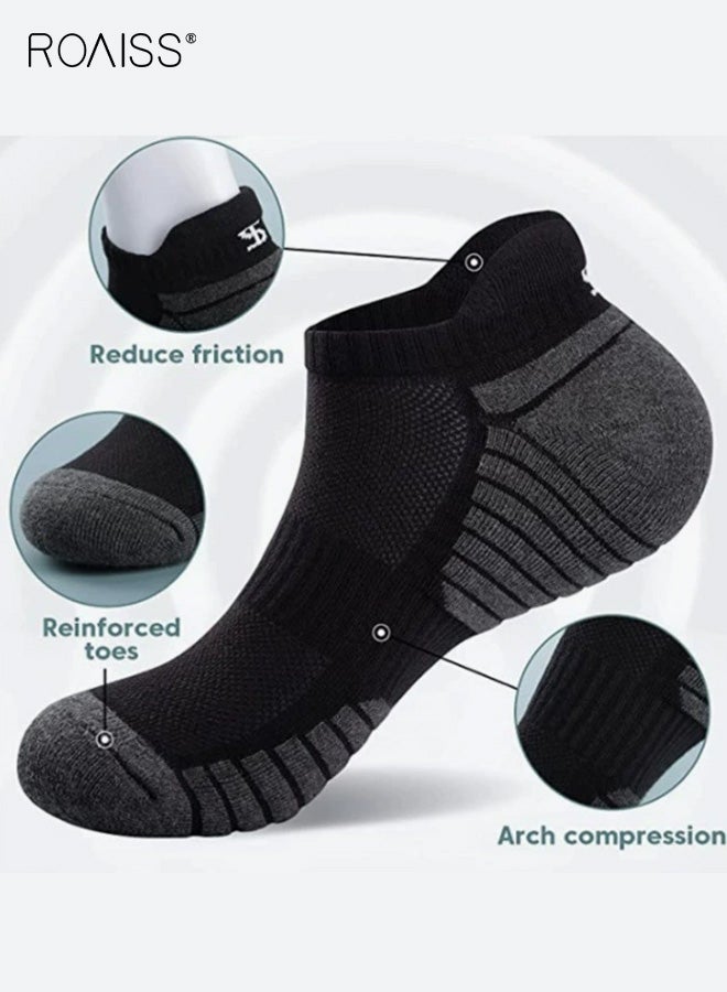 roaiss 6 Pairs Men's Athletic Socks Breathable Anti-Slip Quick-Dry Cushioned Socks with Padded Sole for Gym and Training, Black - Image 2