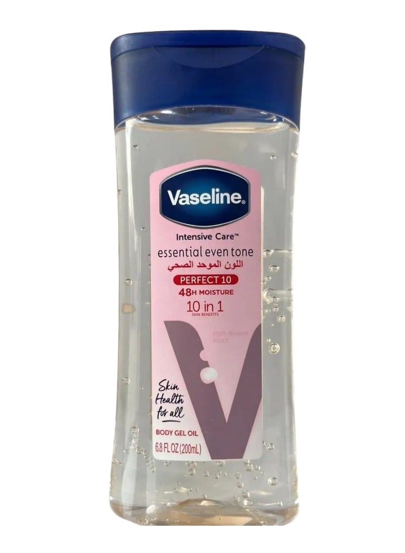 Vaseline Essential Even Tone, Perfect 10, 48H Moisture, 10 in 1 Skin Benefits, Body Gel Oil 200 ml