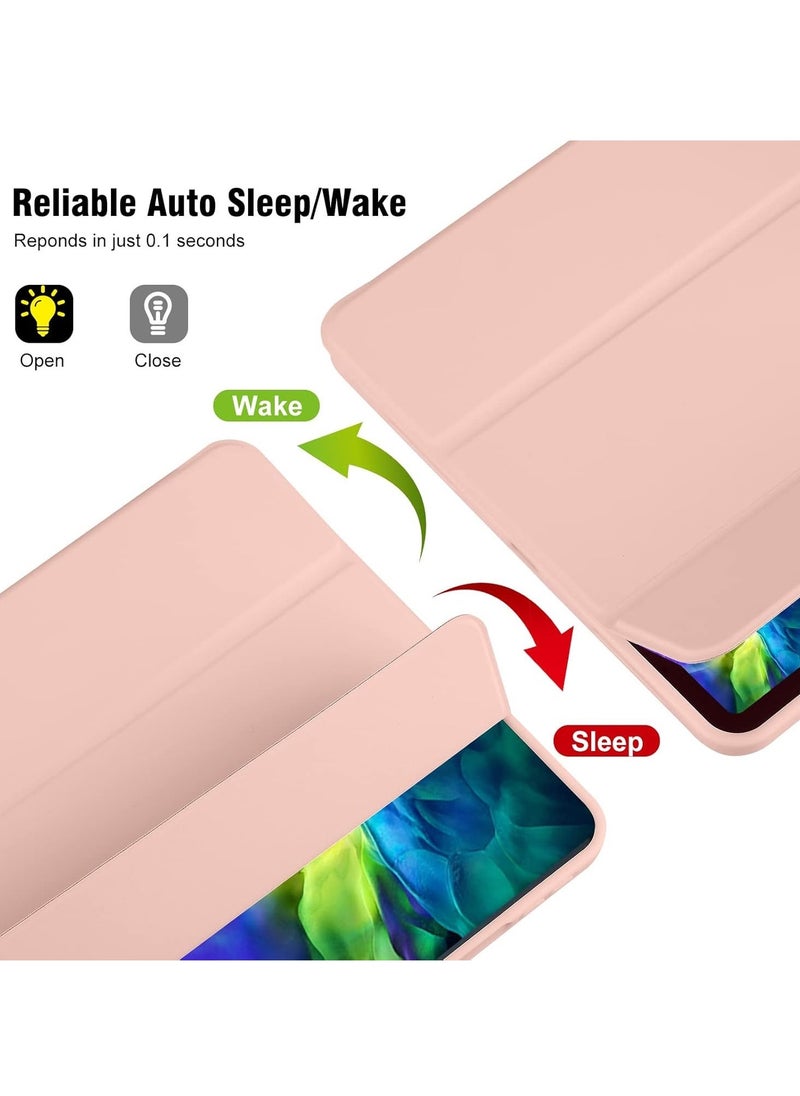 vesus Smart Trifold Stand Case for iPad 10th Generation (10.9 Inch, 2022) with Pencil Holder - Soft TPU Back, Auto Wake/Sleep - Rose Gold - Image 3