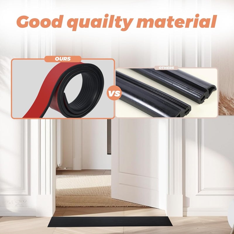 SDLDEER Threshold Ramps, 5cm x 1cm x 2 m Self-Adhesive Threshold Transition Strip, Non-Slip Rubber Ramp for Sweeping Robot Bathroom Doorway - Image 5