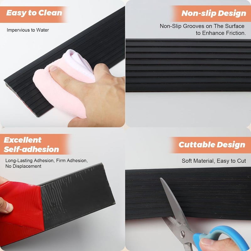 SDLDEER Threshold Ramps, 5cm x 1cm x 2 m Self-Adhesive Threshold Transition Strip, Non-Slip Rubber Ramp for Sweeping Robot Bathroom Doorway - Image 4