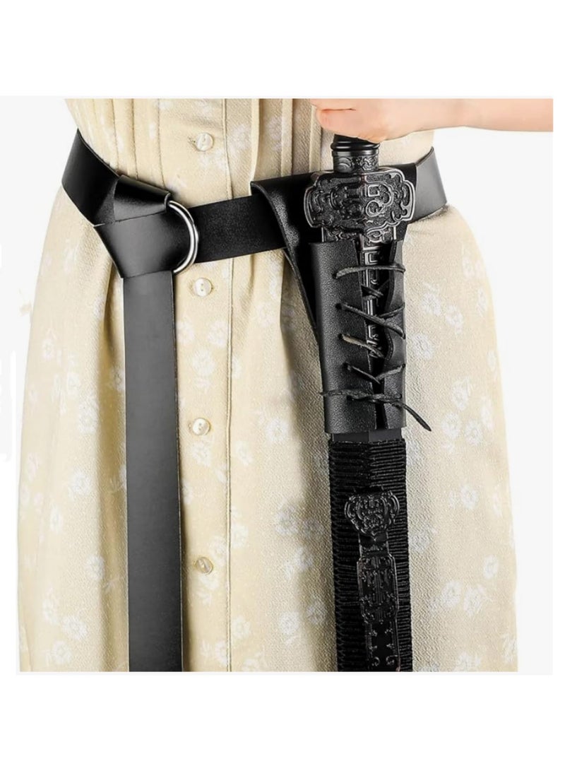 حزام الخصر، حزام الكتف، حامل السيف، غمد السيف، غمد السيف، أسلحة فارس لعب الأدوار الحية، معدات تنكرية، أدوات الدعائم، حامل سيف بأحزمة جلدية قابلة للتعديل للتنكر وتمثيل الأدوار الخيالية - Image 4