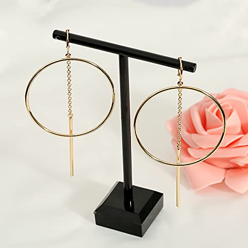 S SUSANN 14k Gold Hoops Earrings for Women, High Polished Dangly Bar earrings Cute and Aesthetic Earrings for Women - Image 5