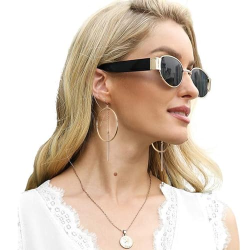 S SUSANN 14k Gold Hoops Earrings for Women, High Polished Dangly Bar earrings Cute and Aesthetic Earrings for Women - Image 2