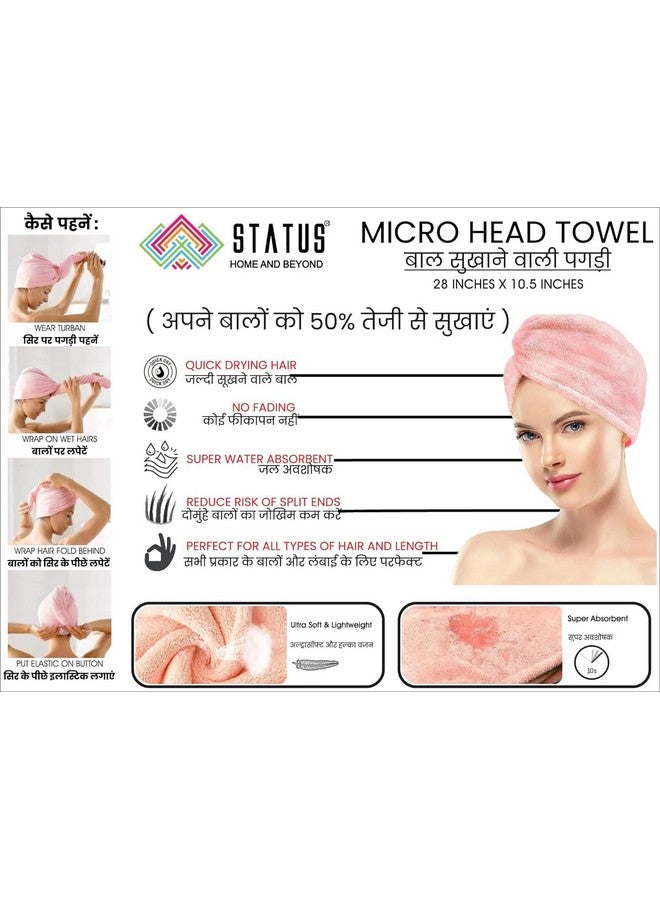 Status Contract Set of 2 Hair Towel Super Absorbent Quick Dry Towel Bathrobe Magic Hair Warp Towel Super Quick-Drying Microfiber Bath Towel Bath Towel (Purple- 2), 200 Tc - Image 2