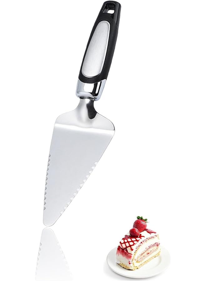 S-TOP Stainless Steel Pie & Cake Cutter - Dual-Edged, Dishwasher Safe, Elegant Black Design for Cuts(6.5 x 25.0 cm) - Image 1