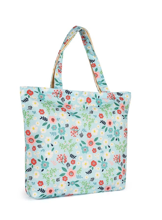 Retro Gentle Floral Cotton Bags for Children Travel Bag, Portable Organizer Zipper Small Bag Craft Project Tote Bag - Image 1