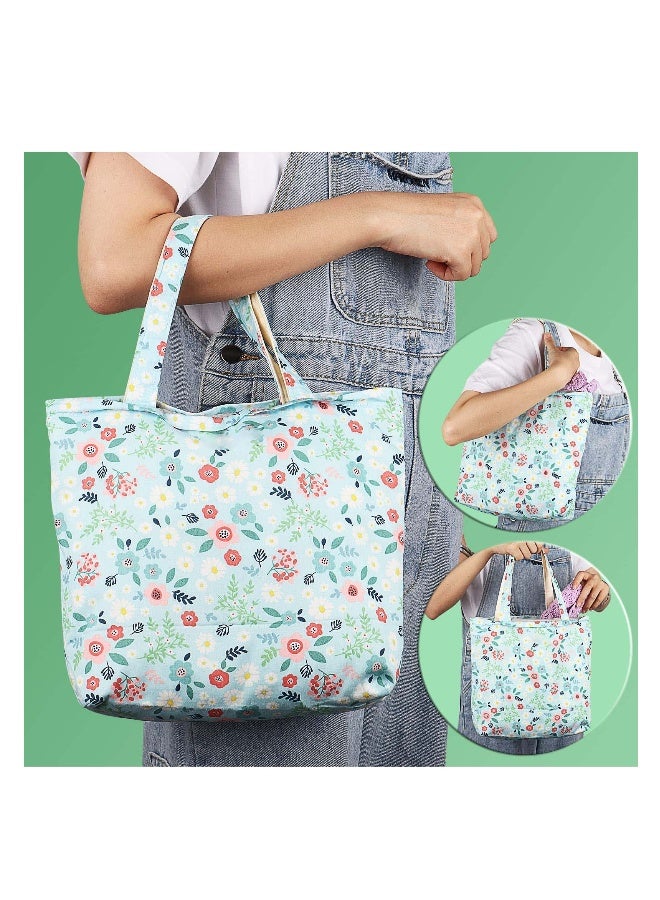Retro Gentle Floral Cotton Bags for Children Travel Bag, Portable Organizer Zipper Small Bag Craft Project Tote Bag - Image 5